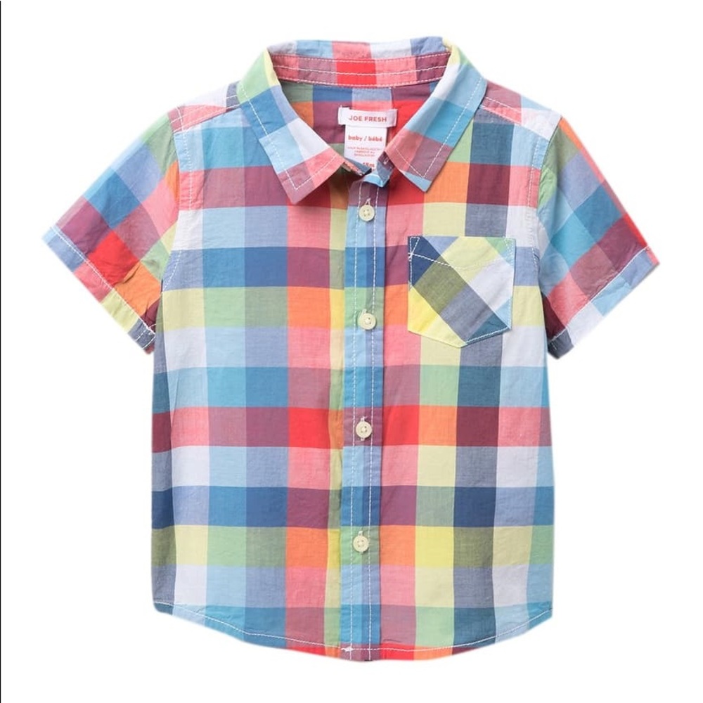 Joe Fresh Colorful Plaid SS Button Down